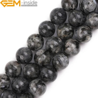 Natural Gemstone Black Larvikite Labradorite Round Beads For Jewellery Making UK - Image 1 of 4