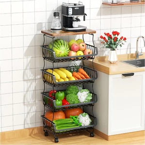 Fruit Vegetable Basket for Kitchen, 5 Tier Stackable Fruit Vegetable Storage Bas - Picture 1 of 12