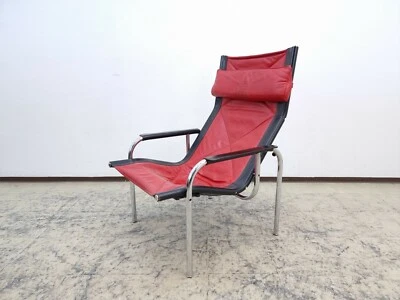 Poltrona in vera pelle Strässle Hans Eichenberger poltrona di design rosso-nero #0166 - Immagine 1 di 4