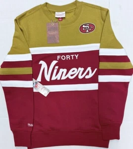 (M)  MITCHELL & NESS THROWBACK NFL SAN FRANCISCO 49ERS HEAD COACH  FLEECE CREW - Picture 1 of 9