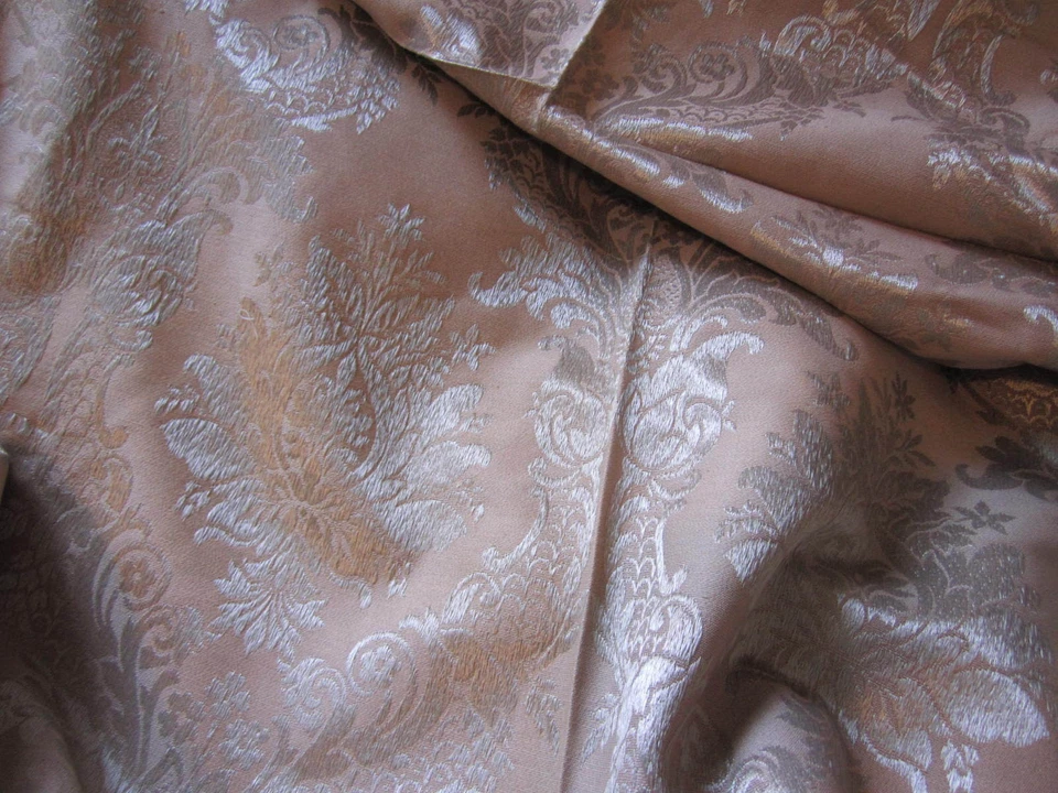 GORGEOUS DAMASK FLORAL FABRIC ~ ROSY BROWN & SILVER ~ UPHOLSTERY / DRAPERY *BTY - Image 1 of 1