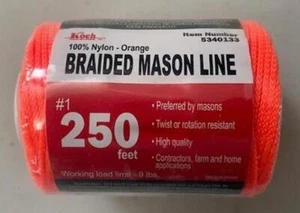 Koch Industries 5340133 Nylon Braided Orange Mason Line #1 By 250 Feet - Picture 1 of 1