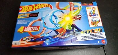 Hot Wheels Action 4-Loop Crash Out Track Set w/ Motorized Booster & 1:64 Toy Car - Image 1 of 3