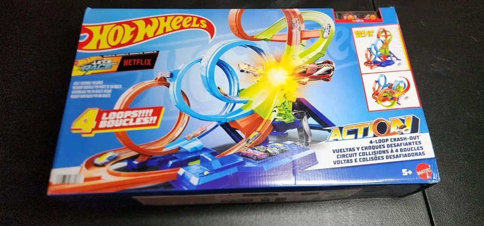 Hot Wheels Action 4-Loop Crash Out Track Set w/ Motorized Booster & 1:64 Toy Car - Image 1 of 3