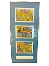 Signed Holly Sue Buningh Framed Noahs Ark Trilogy Serigraph 26" X 12" 