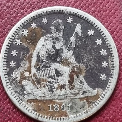 1861 Seated Liberty Quarter 25c Better Grade VF Details #89640 - Image 1 of 2