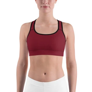 Burgundy Sports bra made from moisture-wicking fabric - Picture 1 of 25
