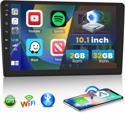 10" Android 13 Double 2Din Car Stereo CarPlay GPS Navi WiFi BT RDS 2+32GB Radio - Image 1 of 4