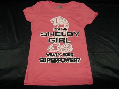 NEW! "I'M A SHELBY GIRL" Ford Mustang Cobra Girls YOUTH Pink M (7/8) T-Shirt - Image 1 of 4