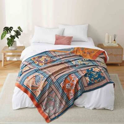 Cobertor boho 60*80" 100% algodão macio leve cobertor para sofá, cama, viagem - Imagem 1 de 4