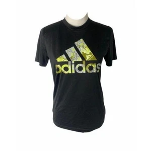 Adidas Boy's Large Shirt Black Big Graphic Logo Climalite Short Sleeve - Picture 1 of 6
