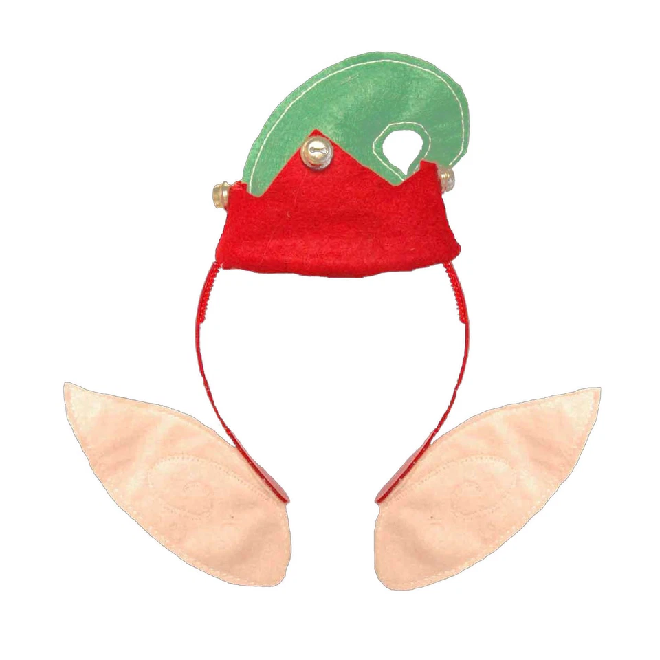 THEME MACHINE Christmas mini elf hat with elf ears on headband with bells(53617)