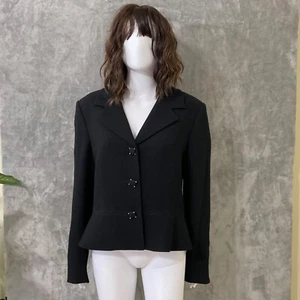 Albert Nipon Wool Blazer Jacket Women's Size 14 Suit Jacket Blazer Black 90’s - Picture 1 of 13