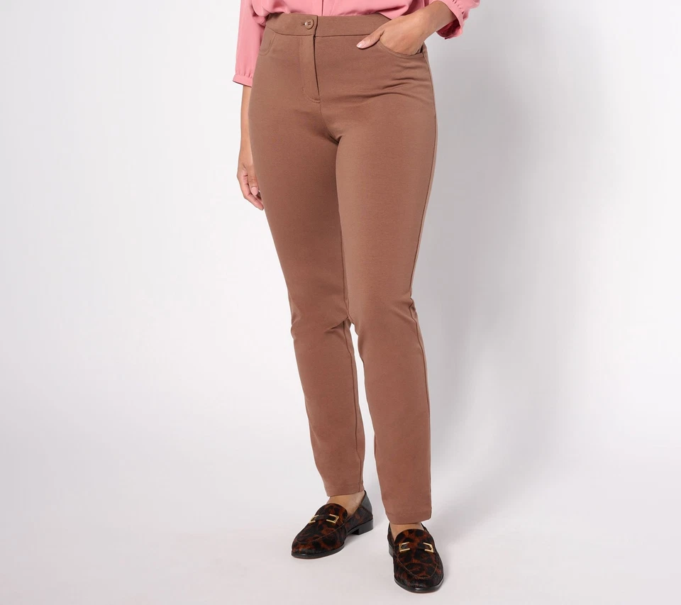 Pantalones de Jean Susan Graver Regular Premium Elastizados Bolsillo Cremallera Frontal Tuerca Tostada XXS Foto 1 de 1