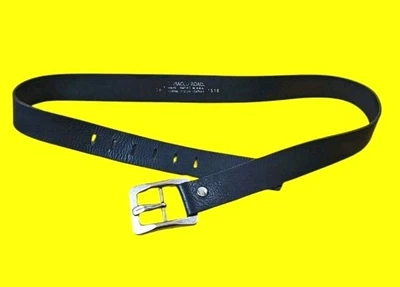 Tobacco Road Italian Leather Belt Men Sz 36 Black IDAM Silver Sq Buckle Vtg USA - Image 1 of 4