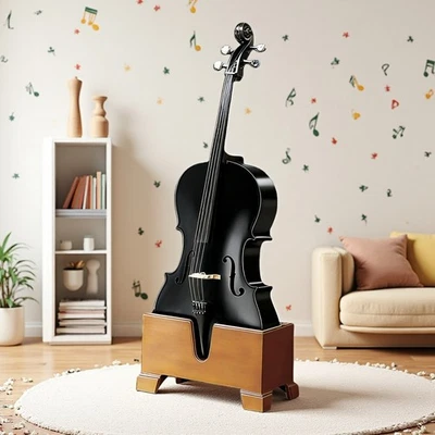 Cello Floor Stand Holder w/Foam Interior – Fits 4/4 & 3/4 Cellos, Retro & Wooden - Image 1 of 4