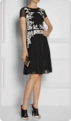 Vestido Oscar De La Renta Pasarela Seda Negro Blanco. Hecho en Italia. Foto 1 de 4