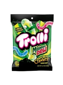 Trolli Mountain Dew Sour Brite Crawlers Gummy Worm Candy 4.25 oz Mtn Dew Trolli - Picture 1 of 2