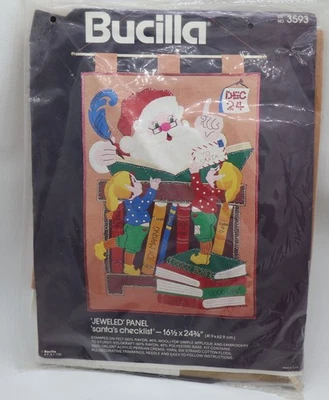 Vintage Bucilla Santa's Checklit Banner Kit # 3593 SEALED - Image 1 of 4