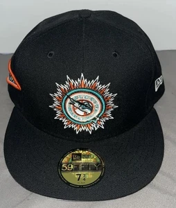 Sombrero New Era Florida Miami Marlins Club Cúpula Negra 10 Aniversario Equipado 7 3/4 - Imagen 1 de 7