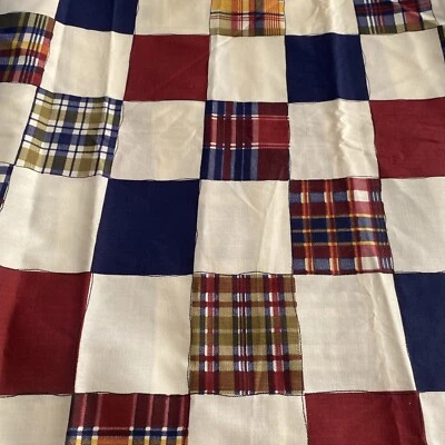 Vintage Fabric Patchwork Print Navy Red Green Cream 1.5 Yards A8 - Image 1 of 4