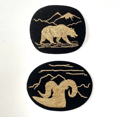 VINTAGE 80'S RAM + BEAR Embroidered Iron On Patches WHITE TAIL & CO NIP Voyager  - Image 1 of 2