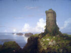 Oil  Painting  Handpainted On Canvas-Italian Coast Scene With Ruined Tower
