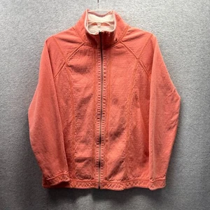 Tommy Bahama Sweater Womens Medium Orange Creme Stripe Reversible Full Zip - Picture 1 of 9