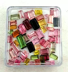 Natural Tourmaline Baguette Cut Gemstone Lot 40 Pcs 2.50x3-5.50x6.50 MM 10 CT - Picture 1 of 5