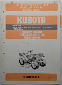 Original Kubota RC40-42 & RC44-42 Kreiselmäher illustrierte Teileliste, 1987 - Bild 1 von 5