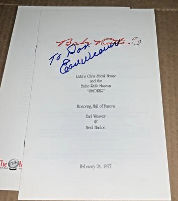 Earl Weaver Baltimore Orioles Manager Signed 1997 Babe Ruth Museum Program - Image 1 of 4