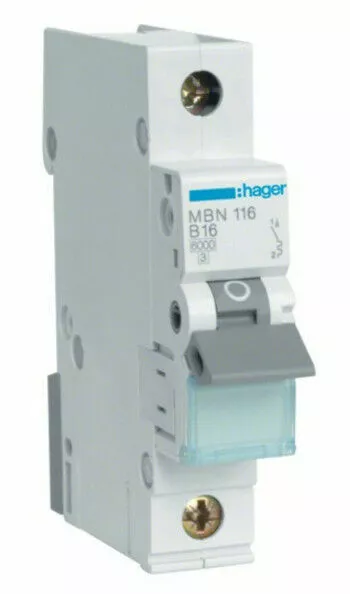 Hager Leitungsschutzschalter B16A 6kA 1-polig 230/400V B-Charakter