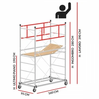 Trabattello Zincato M4 LUX Base Estraibile (h lavoro 3,90 m) - Immagine 1 di 4