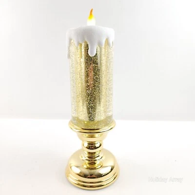 Vela de pedestal brillante iluminada de 13" de Valerie en dorado Foto 1 de 4