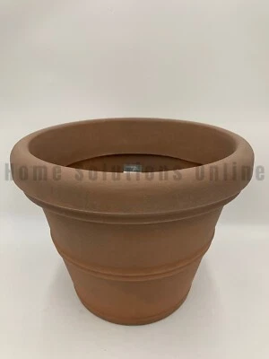 Pottery Barn Traditional Rolled Lightweight Planter Rust Red 16" diam #X1004 - Image 1 of 4