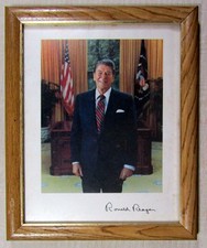 1980’s President RONALD REAGAN Framed Photograph with Facsimile Signature