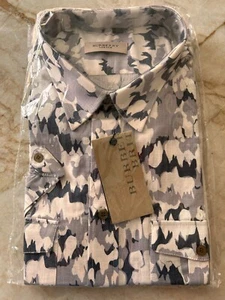 BURBERRY BRIT Shirt Men XXL  Short Sleeve Blue Camo NWT IN ORIGINAL PACKAGING-RL - Picture 1 of 6