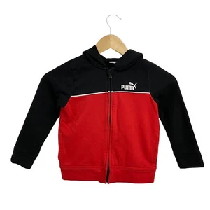 Puma boys hoodie sweatshirt full zip front red black size 5 - Picture 1 of 11