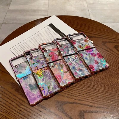 For Samsung Galaxy Z Flip 3 4 5 6 Laser Flower Case Luxury Phone Cover Back Girl - Image 1 of 4