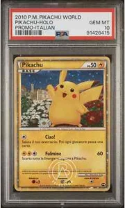 2010 Pokemon Italian ITA Japanese Pikachu World Promo Cosmo Holo PW PSA 10 - Foto 1 di 3