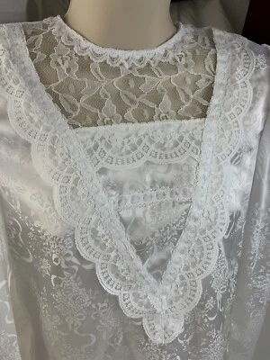 Blusa Gunne Sax vintage branca de renda tamanho 3 poliéster CottageCore - Imagem 1 de 4