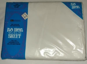 W.T. Grant No Iron Muslin Sheet Twin Size Solid White 66X104 Vintage Unused - Picture 1 of 3
