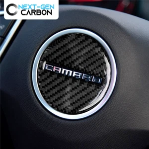 2016-24 Camaro Real Soft Carbon Fiber Center Steering Wheel Cover Emblem - Picture 1 of 3