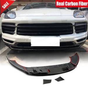 Real Carbon Fiber Front Bumper Lip Splitters Fit For Porsche Cayenne 2018-2019 - Picture 1 of 12