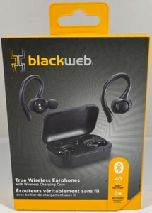 BlackWeb True Wireless Earphones Sport - Hands-Free Calling - Black - NEW