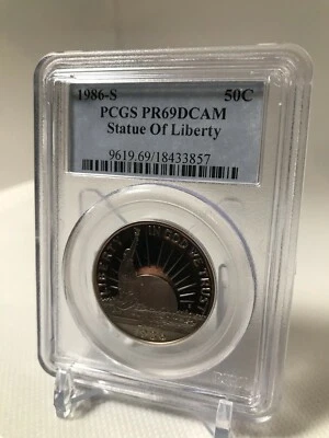 1986-S 50C STATUE OF LIBERTY COMMEMORATIVE HALF DOLLAR PCGS PR69 DCAM - Image 1 of 2