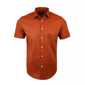 Camisa informal de vacaciones de verano de calidad de verano de ladrillo liso 100 % algodón C200 - Imagen 1 de 3