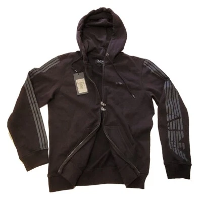 Armani Jeans Hombres Talla S Sudadera con Capucha Azul Marino Oscuro Cremallera Completa Cremallera Bidireccional Nueva con Etiquetas Foto 1 de 4