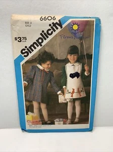Simplicity 6606 Girls Dress Apron Appliques Pattern 4 *uncut* - Picture 1 of 3