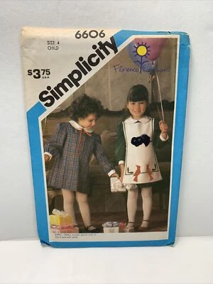 Simplicity 6606 Girls Dress Apron Appliques Pattern 4 *uncut* - Image 1 of 3